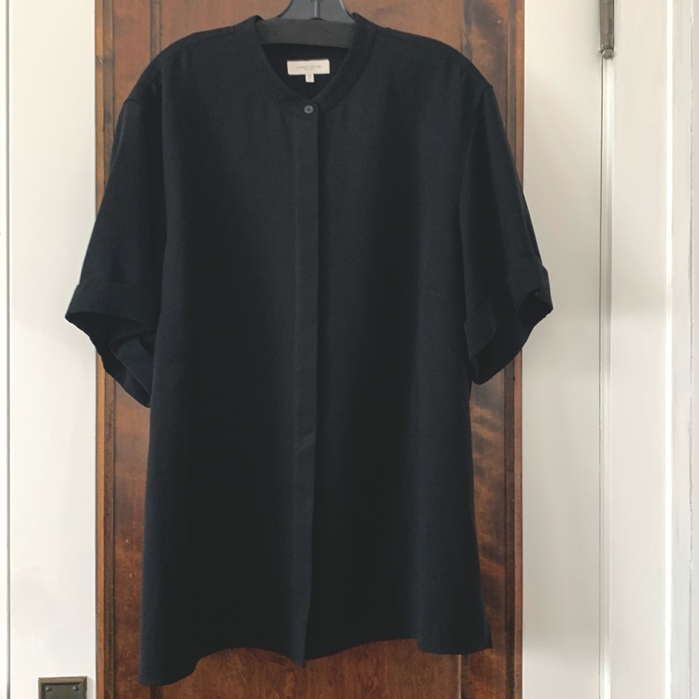 Lafayette 148 Black Button-Down Blouse Size 2X Excellent Condition